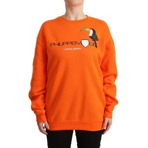 Philippe Model Orange Printed Long Sleeves Pullover Women's Sweater